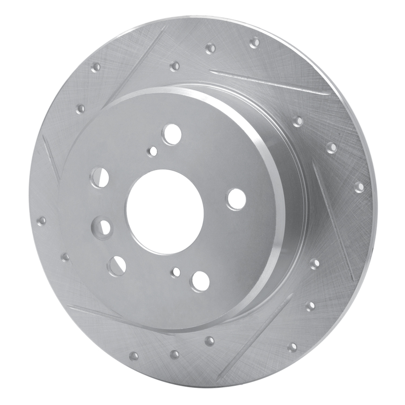 Lexus ES300 Brake Rotor (1) - Rear Left - R1 Concepts - Drilled & Slotted - Silver - `92-`03